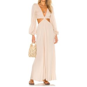 Julie Solid Ruched Bodice Cutaway Maxi Dress by Indah